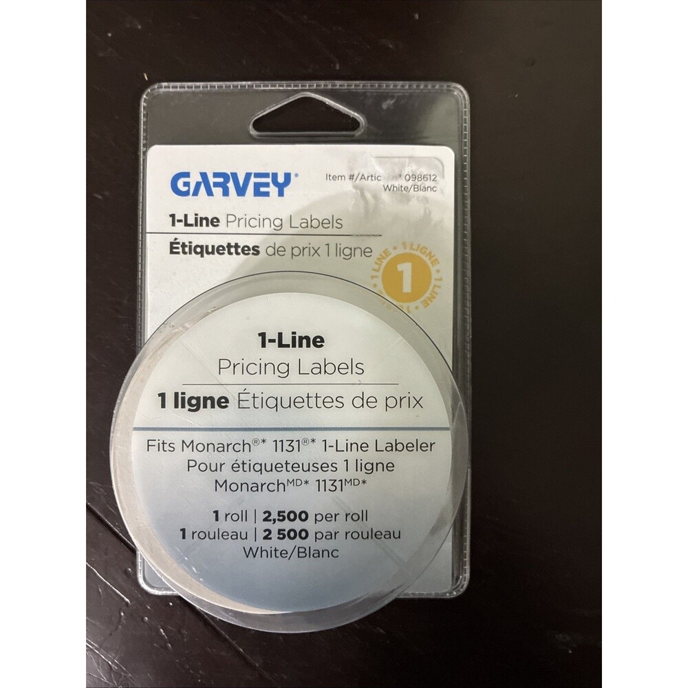 Garvey Labels for the Monarch 1131 1-Line Labeler White 2500 Labels/Roll